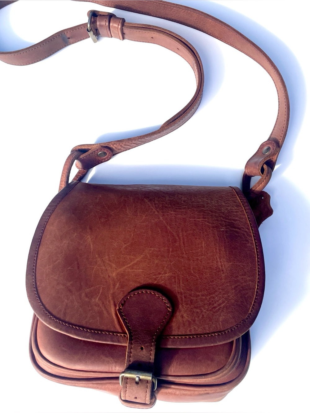YLARAGIS Handmade Brown Leather saddle bag